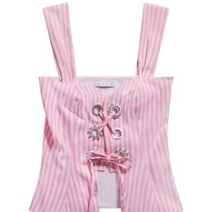 Area crystal grommet poplin corset top